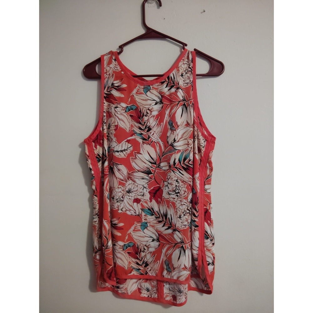 Liz Claiborne Top Medium Sleeveless Lined Pink Floral Elastic Waist Blouse
